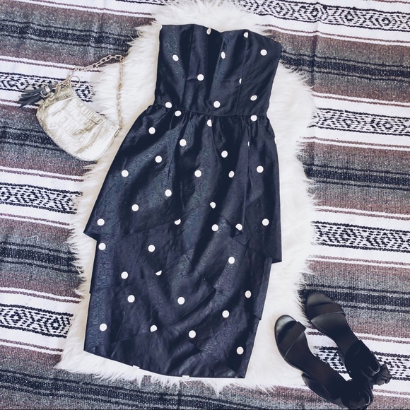 Vintage Dresses & Skirts - Gorgeous Vintage 80’s Strapless Polka Dot Dress